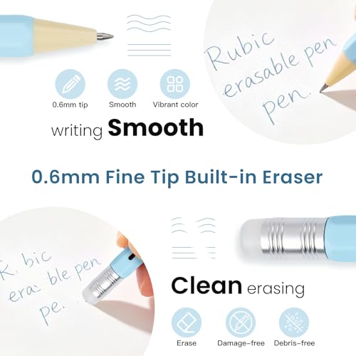 RUBIC 0.6mm Erasable Gel Pens 36 Assorted colors, School & Planner | Retractable twist, Hexagon Barrel, Medium Point, Ideal for Drawing, Writing and Journaling, School & Office Supplies