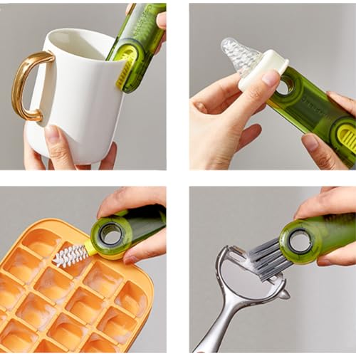 Bowiemall Cup Lid Gap Cleaning Brush Multifunctional 3 in 1 Cup Crevice Cleaning Tools Bottle Cleaner Brush for Bottles Glass