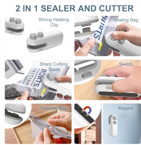 Mini Sealing Machine Portable Handheld Sealer Clip for Food & Snacks | Easy Plastic Bag Sealer for Freshness and Storage (Pack of 1)