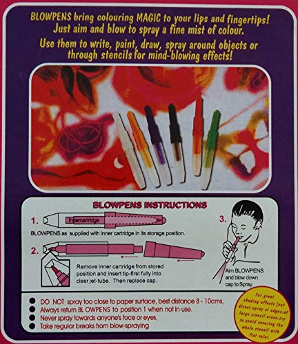 Magic Blow Pens Colour Spray Set – 6 Pcs Dual Function Spray & Sketch Pens | Airbrush Coloring Markers for Kids, Students, DIY Art, Stencil Drawing & Creative Crafts
