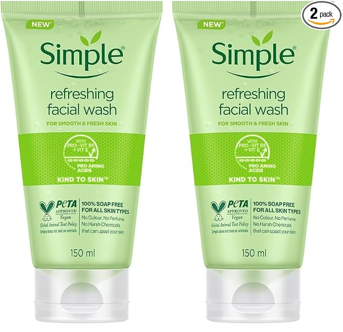 Simple Kind To Skin Refreshing Facial Wash 150 ml (Pack of 2)