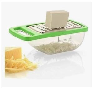 Stainless Steel Cheese Grater with Container – Kitchen Grater for Cheese, Vegetables, Fruits & Ginger – Box Grater with Storage for Easy Grating & Collection