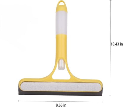 3-in-1 Window Cleaning Scraper with Spray Squeegee | Glass Cleaner Tool with Spray Bottle & Replaceable Sponge | Multifunctional Window Wiper for Home, Car, Bathroom & Mirrors (Yellow)