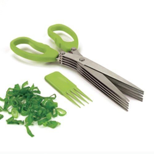 Multi-Function 5 Blade Vegetable Stainless Steel Herb Shredding Scissors with Cleaning Combo, Colour May Vary