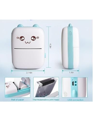 Mini Thermal Printer | Wireless Inkless Sticker & Label Printer - USB & APP Control, Pocket-Sized for Photos, Bookmarks, Cards, White