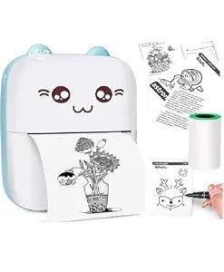 Mini Thermal Printer | Wireless Inkless Sticker & Label Printer - USB & APP Control, Pocket-Sized for Photos, Bookmarks, Cards, White