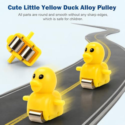 KmCho Duck Track Toy for Kids, Automatic Stair Climbing Duck Set with Flashing LED Lights & Music, Cartoon Duck Escalator Race Track Toy, Educational Battery Operated Toy for Boys & Girls