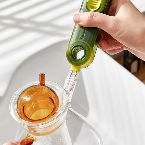 Bowiemall Cup Lid Gap Cleaning Brush Multifunctional 3 in 1 Cup Crevice Cleaning Tools Bottle Cleaner Brush for Bottles Glass
