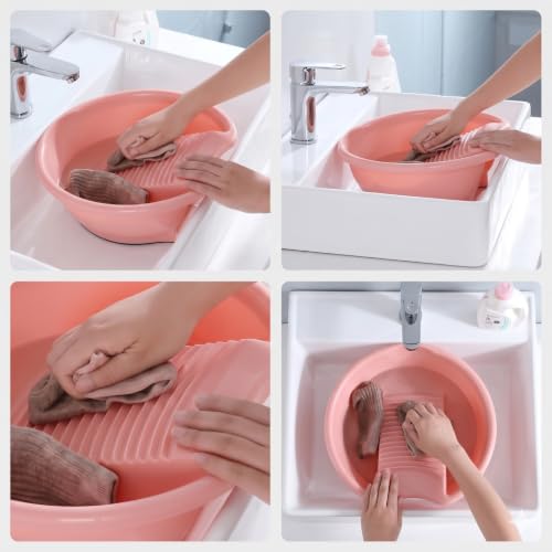 Portable Mini Wash Board Basin for Hand Washing Clothes | Multi-Purpose Plastic Laundry Tub for Baby Clothes, Socks, Undergarments & Small Garments