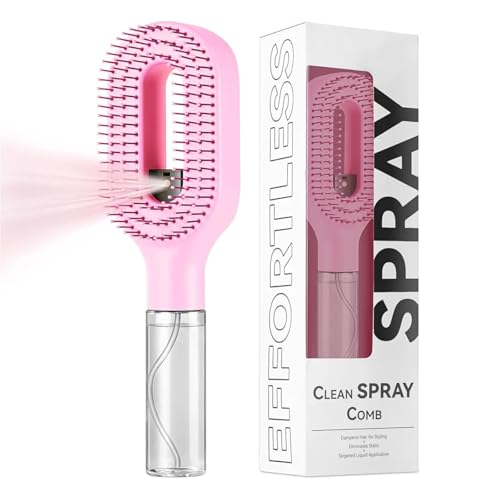 2-in-1 Spray Comb for Hair, Water Spray Detangling Brush with Built-In Mist Bottle, Anti-Frizz Wet Hair Brush for Men, Women & Kids Ideal for Long, Thick & Curly Hair