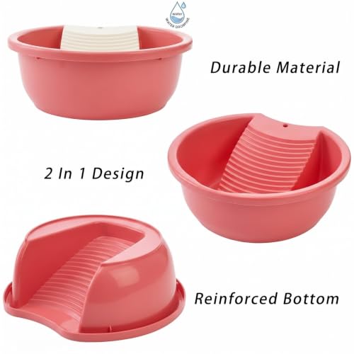 Portable Mini Wash Board Basin for Hand Washing Clothes | Multi-Purpose Plastic Laundry Tub for Baby Clothes, Socks, Undergarments & Small Garments