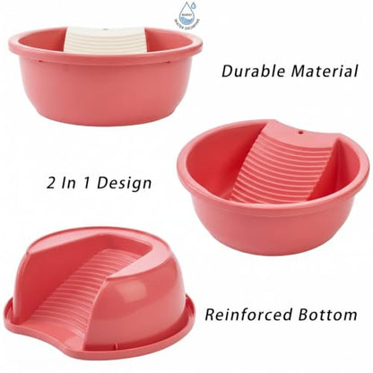 Portable Mini Wash Board Basin for Hand Washing Clothes | Multi-Purpose Plastic Laundry Tub for Baby Clothes, Socks, Undergarments & Small Garments