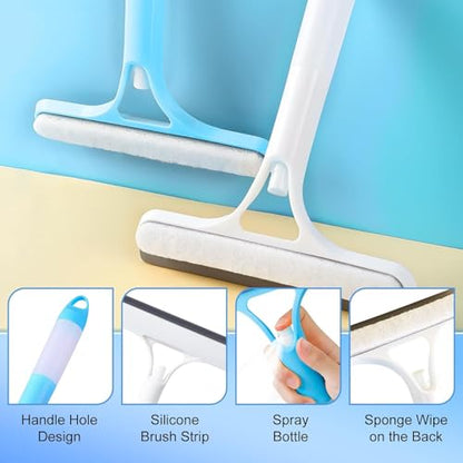 3-in-1 Window Cleaning Scraper with Spray Squeegee | Glass Cleaner Tool with Spray Bottle & Replaceable Sponge | Multifunctional Window Wiper for Home, Car, Bathroom & Mirrors (Yellow)