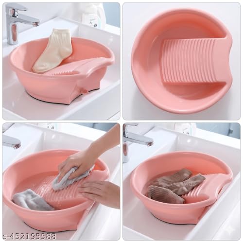 Portable Mini Wash Board Basin for Hand Washing Clothes | Multi-Purpose Plastic Laundry Tub for Baby Clothes, Socks, Undergarments & Small Garments