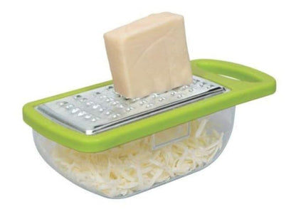 Stainless Steel Cheese Grater with Container – Kitchen Grater for Cheese, Vegetables, Fruits & Ginger – Box Grater with Storage for Easy Grating & Collection