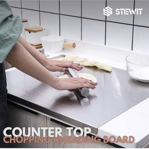 Stewit® Large Stainless Steel Cutting Board for Kitchen,Chopping Board for Meat, Vegetables & Fruit, Extra Large Heavy Duty Countertop Surface, Easy to Clean & Durable