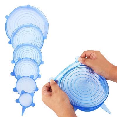 Carrot - Silicone Stretch Lids, Multi Size Reusable Silicone Lids Food And Bowl Covers, Dishwasher And Freezer Safe (Color May Vary) (Pack Of 6 Pcs), 10x10x2 Cm