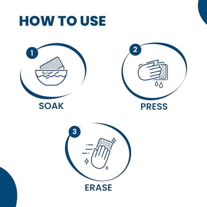 Happi Planet Magic Eraser | Pack of 4 | No Scratch Multi-Surface Cleaning Sponge | Removes 100+ Tough Stains | Just Add Water | Walls, Kitchen, Bathroom, Shoes & Switch Boards