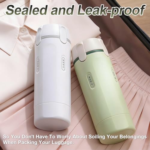 4 in 1 Travel Pump Dispenser Bottle, 30ml, 4 Pack Leakproof Pump Containers with Measuring Scale and Label Stickers, Portable Bottles for Toiletries, Shower and Travel, Green