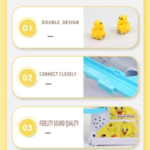 Slide Toy Race Duck Track Set, Funny Automatic Stair-Climbing Ducklings Cartoon Roller Coaster Escalator Toy with Flashing Lights & Music