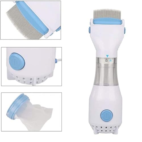 Electric Head Lice Comb – Chemical-Free Lice & Nits Removal Tool with Suction – Reusable Lice Capture Comb for Kids & Adults – Safe, Gentle, and Effective Hair Vacuum Machine (WHITE)