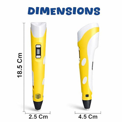 VGRASSP 3D Drawing Pen Toy for Kids with Temperature Control LCD Display - USB Powered STEM Craft Modeling Toy with 3 PLA Filaments and Pen Stand - Color As Per Stock
