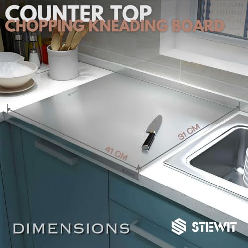 Stewit® Large Stainless Steel Cutting Board for Kitchen,Chopping Board for Meat, Vegetables & Fruit, Extra Large Heavy Duty Countertop Surface, Easy to Clean & Durable