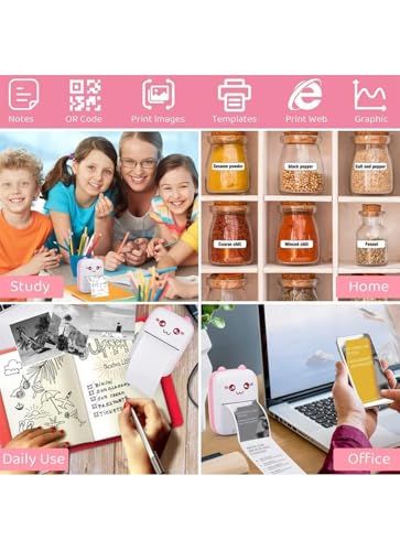 Mini Thermal Printer | Wireless Inkless Sticker & Label Printer - USB & APP Control, Pocket-Sized for Photos, Bookmarks, Cards, White