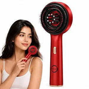 KIMEE Premium Electric Scalp Massager Comb with 3-in-1 Hair Oil Applicator (Multicolour), Shiatsu Head Massage Brush for Hair Growth & Stress Relief, Portable Detangling Set, Head Relaxation at Home