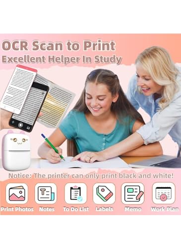 Mini Thermal Printer | Wireless Inkless Sticker & Label Printer - USB & APP Control, Pocket-Sized for Photos, Bookmarks, Cards, White