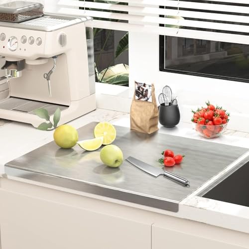 Large Stainless Steel Cutting Board for Kitchen,Chopping Board for Meat, Vegetables & Fruit, Extra Large Heavy Duty Countertop Surface, Easy to Clean & Durable