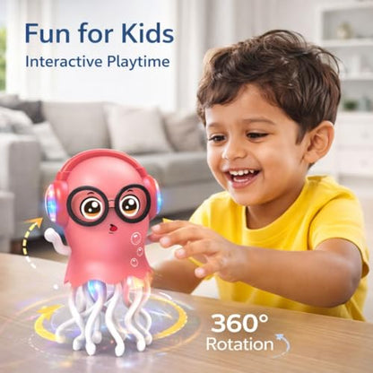 Dancing Jellyfish Toy for Kids with Music, LED Lights & 360° Bump-and-Go Action | Battery Operated Dancing Octopus Toy with Obstacle Sensor | Cute Jelly Fish Toys for Kids (Random Colour)