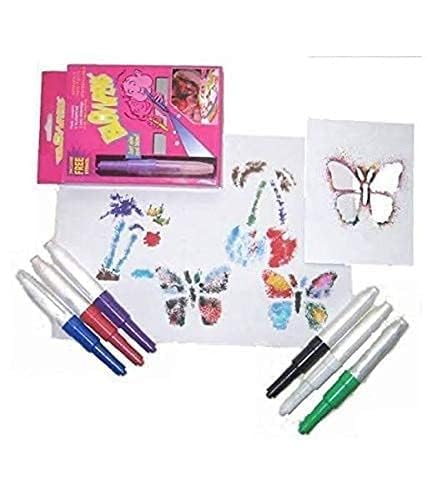 Magic Blow Pens Colour Spray Set – 6 Pcs Dual Function Spray & Sketch Pens | Airbrush Coloring Markers for Kids, Students, DIY Art, Stencil Drawing & Creative Crafts