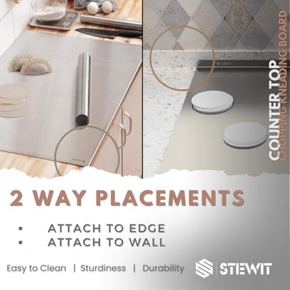 Stewit® Large Stainless Steel Cutting Board for Kitchen,Chopping Board for Meat, Vegetables & Fruit, Extra Large Heavy Duty Countertop Surface, Easy to Clean & Durable
