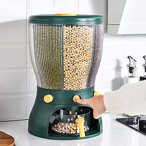 Darkpyro Rice Beral Airtight Food Storage Containers Rice Dispenser Countertop Cereal Grain pulses Container Sets 4 Grids Rotating Canisters with Durable Lid