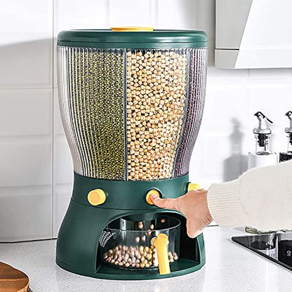 Darkpyro Rice Beral Airtight Food Storage Containers Rice Dispenser Countertop Cereal Grain pulses Container Sets 4 Grids Rotating Canisters with Durable Lid