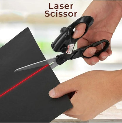 Laser Scissors with Adjustable Laser Guide – Professional Sewing & Craft Scissors for Straight Cutting of Fabric, Paper, Gift Wrapping, Scrapbooking, and DIY Projects (1 Pc)