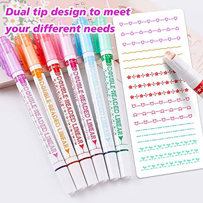 HUBTURE Curve Highlighter Pen | 6 Different Curve Shape | Fine Tips | for Drawing, journaling, letters, cards, scrapbooking 6pcs