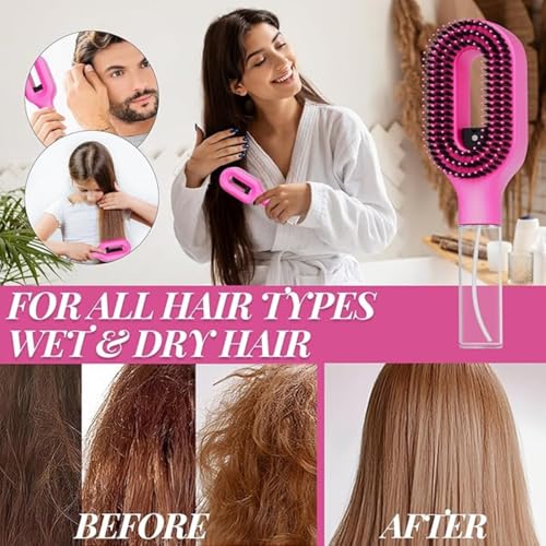 2-in-1 Spray Comb for Hair, Water Spray Detangling Brush with Built-In Mist Bottle, Anti-Frizz Wet Hair Brush for Men, Women & Kids Ideal for Long, Thick & Curly Hair