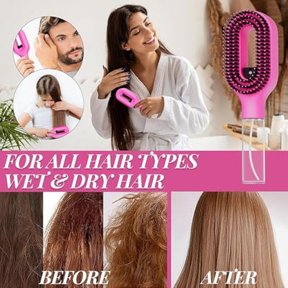 2-in-1 Spray Comb for Hair, Water Spray Detangling Brush with Built-In Mist Bottle, Anti-Frizz Wet Hair Brush for Men, Women & Kids Ideal for Long, Thick & Curly Hair