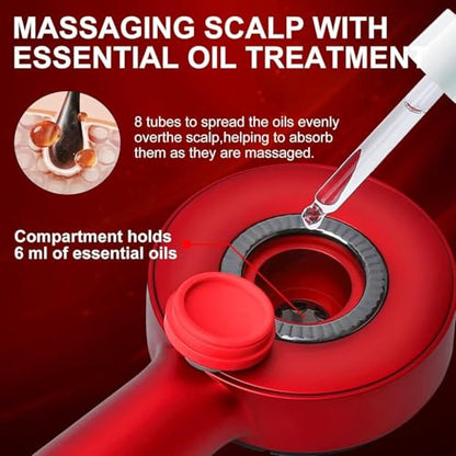 KIMEE Premium Electric Scalp Massager Comb with 3-in-1 Hair Oil Applicator (Multicolour), Shiatsu Head Massage Brush for Hair Growth & Stress Relief, Portable Detangling Set, Head Relaxation at Home