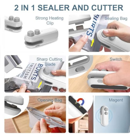 Mini Sealing Machine Portable Handheld Sealer Clip for Food & Snacks | Easy Plastic Bag Sealer for Freshness and Storage (Pack of 1)