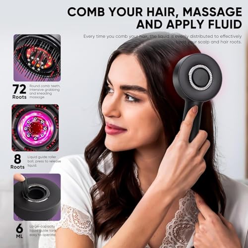 KIMEE Premium Electric Scalp Massager Comb with 3-in-1 Hair Oil Applicator (Multicolour), Shiatsu Head Massage Brush for Hair Growth & Stress Relief, Portable Detangling Set, Head Relaxation at Home