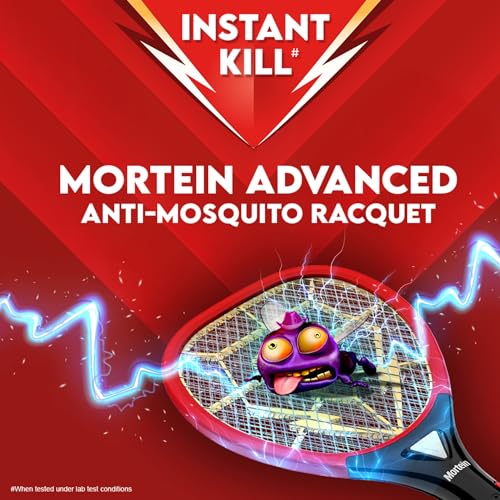 Mortein Advanced Anti-Mosquito Racquet | Mosquito Bat | Electric Fly Swatter | Mosquito Killer Racket | Bat to Hit Mosquito, Multicolor