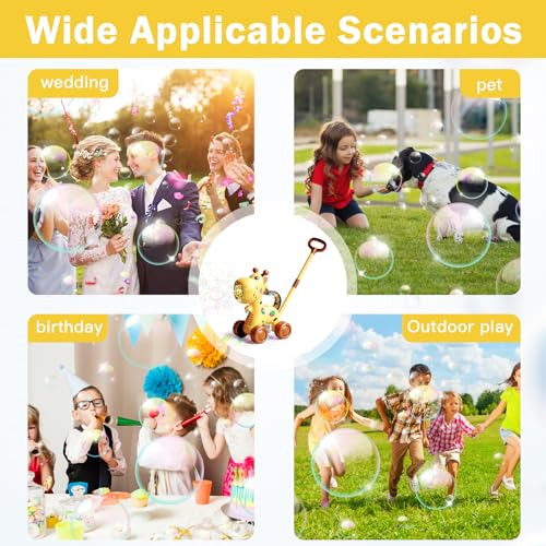 Automatic Bubble Machine, Soap Bubbles Lawn Mower for Children, Rechargeable Giraffe Bubble Machine, with Light, Lawn Mower, Outdoor Toy for Children