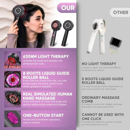 KIMEE Premium Electric Scalp Massager Comb with 3-in-1 Hair Oil Applicator (Multicolour), Shiatsu Head Massage Brush for Hair Growth & Stress Relief, Portable Detangling Set, Head Relaxation at Home
