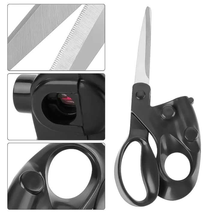 Laser Scissors with Adjustable Laser Guide – Professional Sewing & Craft Scissors for Straight Cutting of Fabric, Paper, Gift Wrapping, Scrapbooking, and DIY Projects (1 Pc)