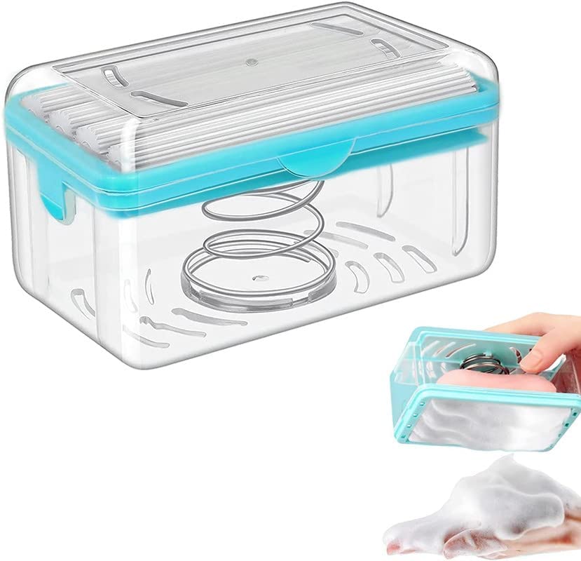 2 in 1 Portable Laundry Soap Roller Box Plastic Soap Dispenser Case with Lid and Rolling Scrubber for Easy Cloth Washing, Compact Hand Washing Tool for Home & Travel (Made in India)