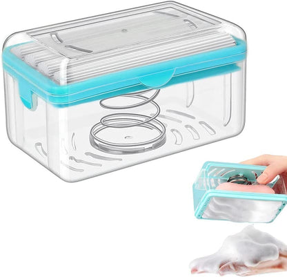 2 in 1 Portable Laundry Soap Roller Box Plastic Soap Dispenser Case with Lid and Rolling Scrubber for Easy Cloth Washing, Compact Hand Washing Tool for Home & Travel (Made in India)