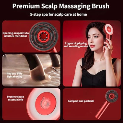 KIMEE Premium Electric Scalp Massager Comb with 3-in-1 Hair Oil Applicator (Multicolour), Shiatsu Head Massage Brush for Hair Growth & Stress Relief, Portable Detangling Set, Head Relaxation at Home